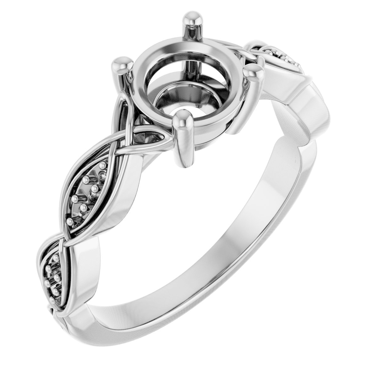 V-End Prong Accented Engagement Ring