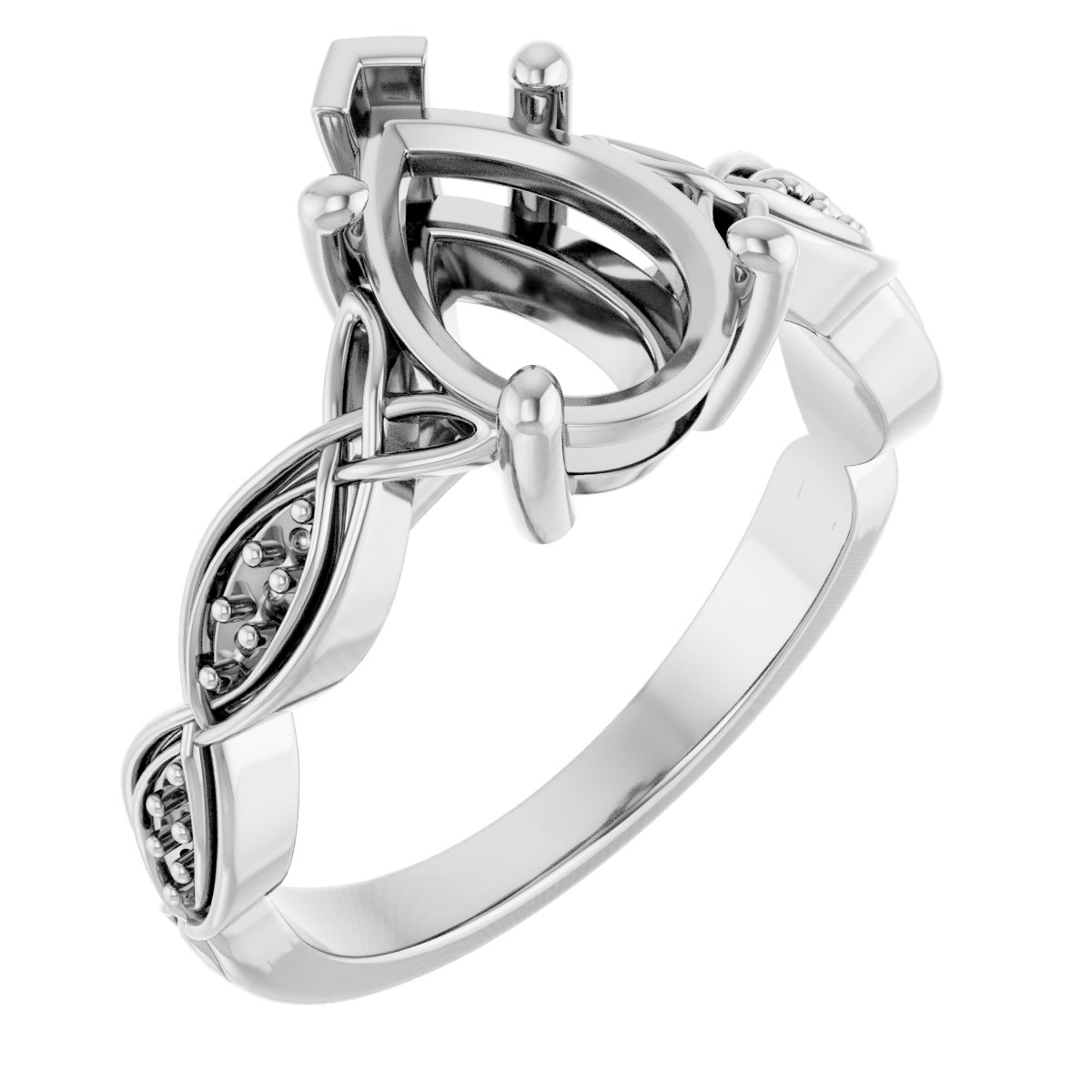 V-End Prong Accented Engagement Ring