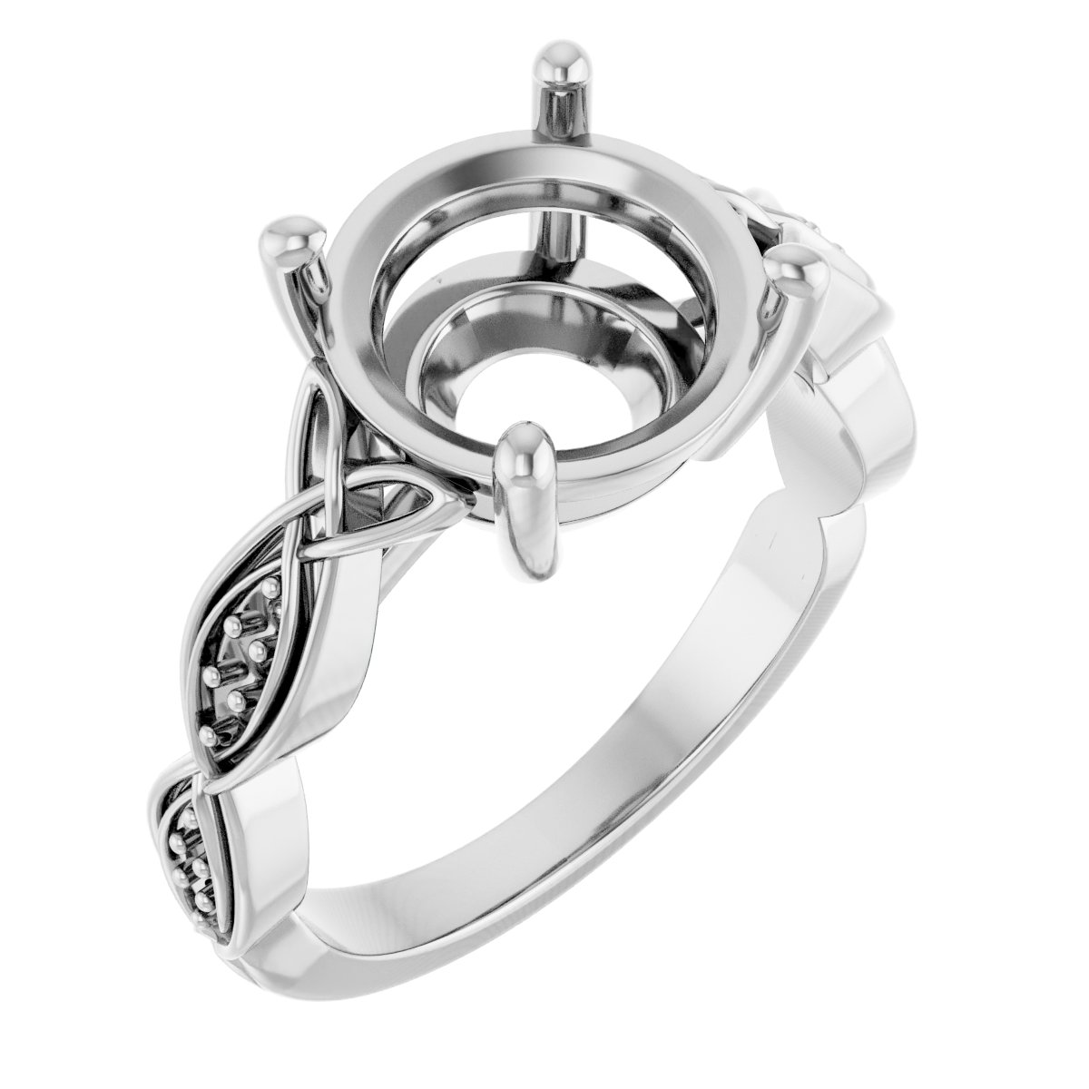 V-End Prong Accented Engagement Ring