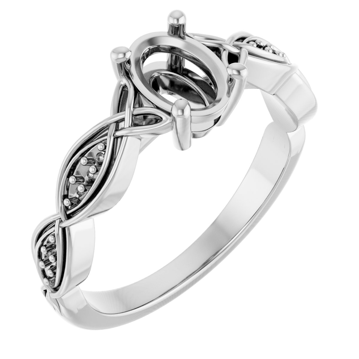 V-End Prong Accented Engagement Ring