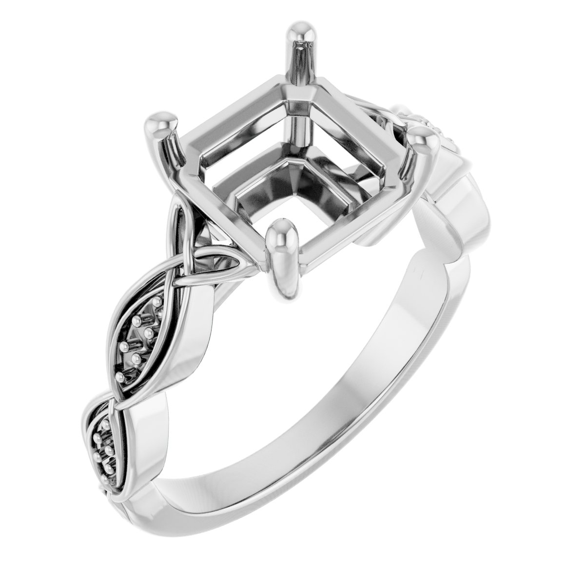 V-End Prong Accented Engagement Ring