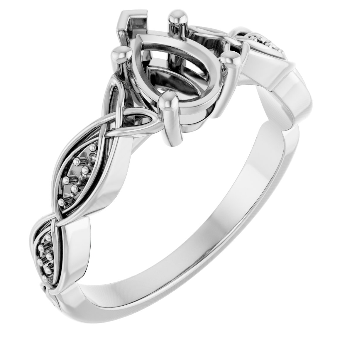V-End Prong Accented Engagement Ring