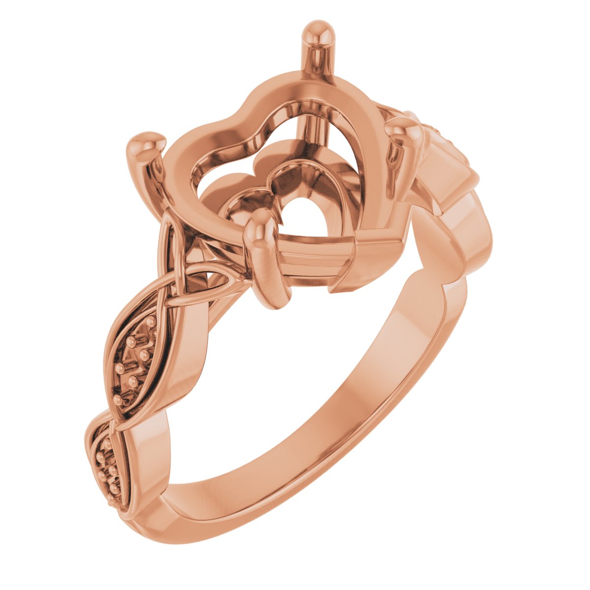 V-End Prong Accented Engagement Ring