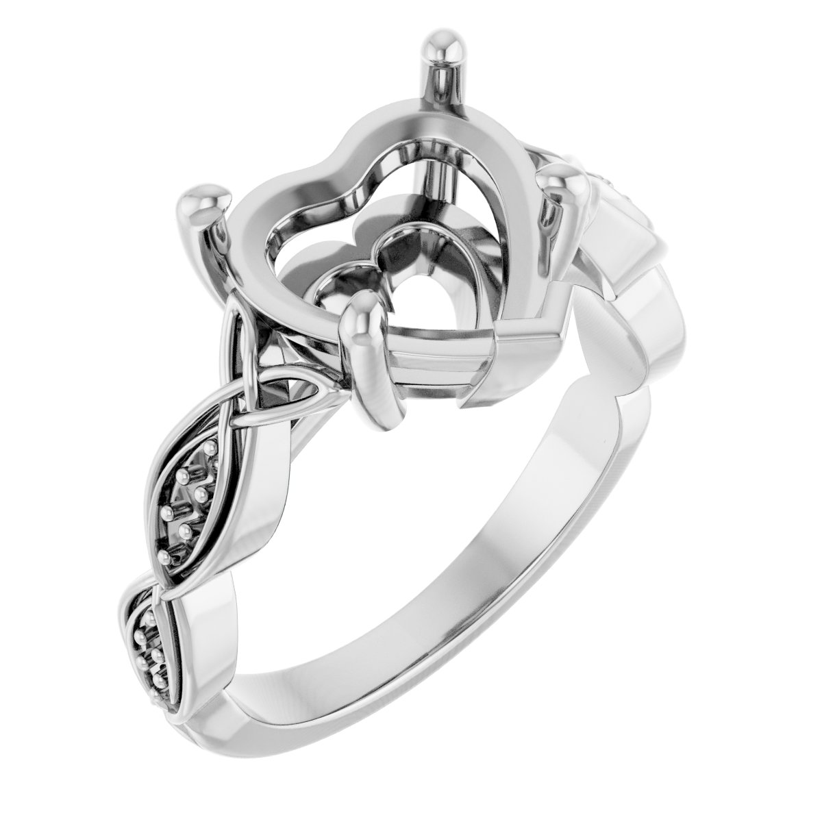V-End Prong Accented Engagement Ring