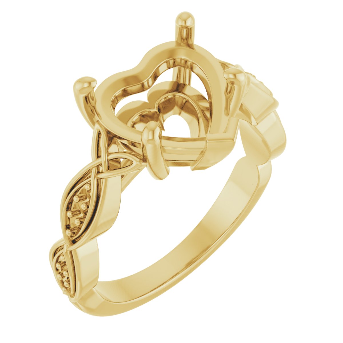 V-End Prong Accented Engagement Ring