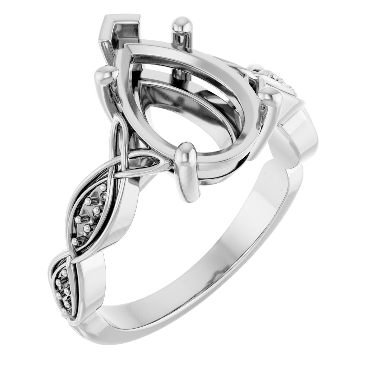 V-End Prong Accented Engagement Ring