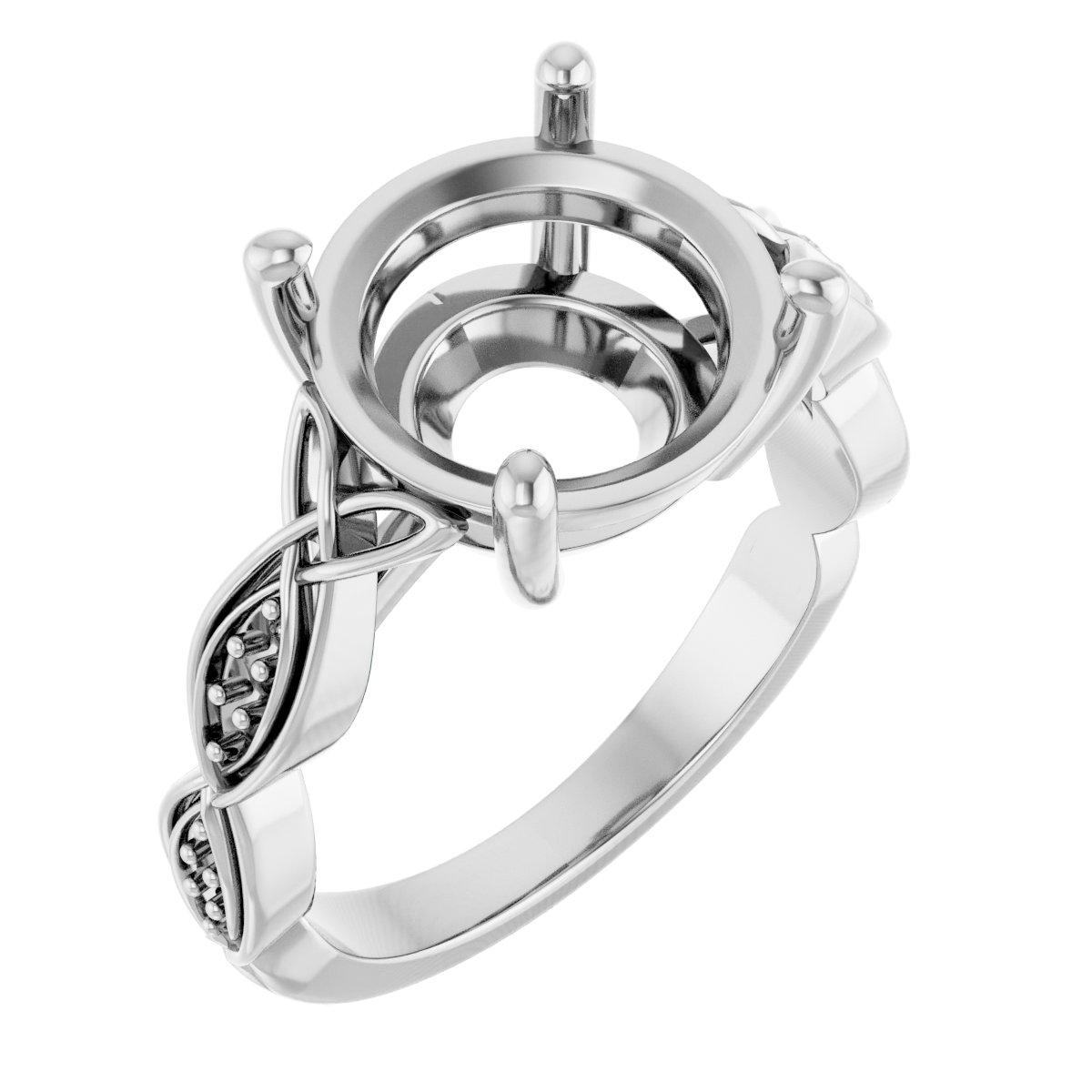 V-End Prong Accented Engagement Ring