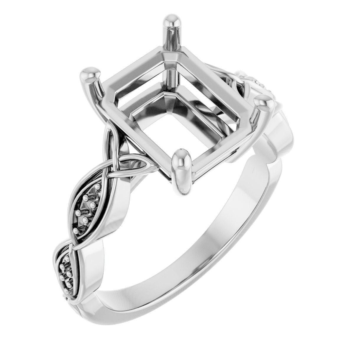 V-End Prong Accented Engagement Ring