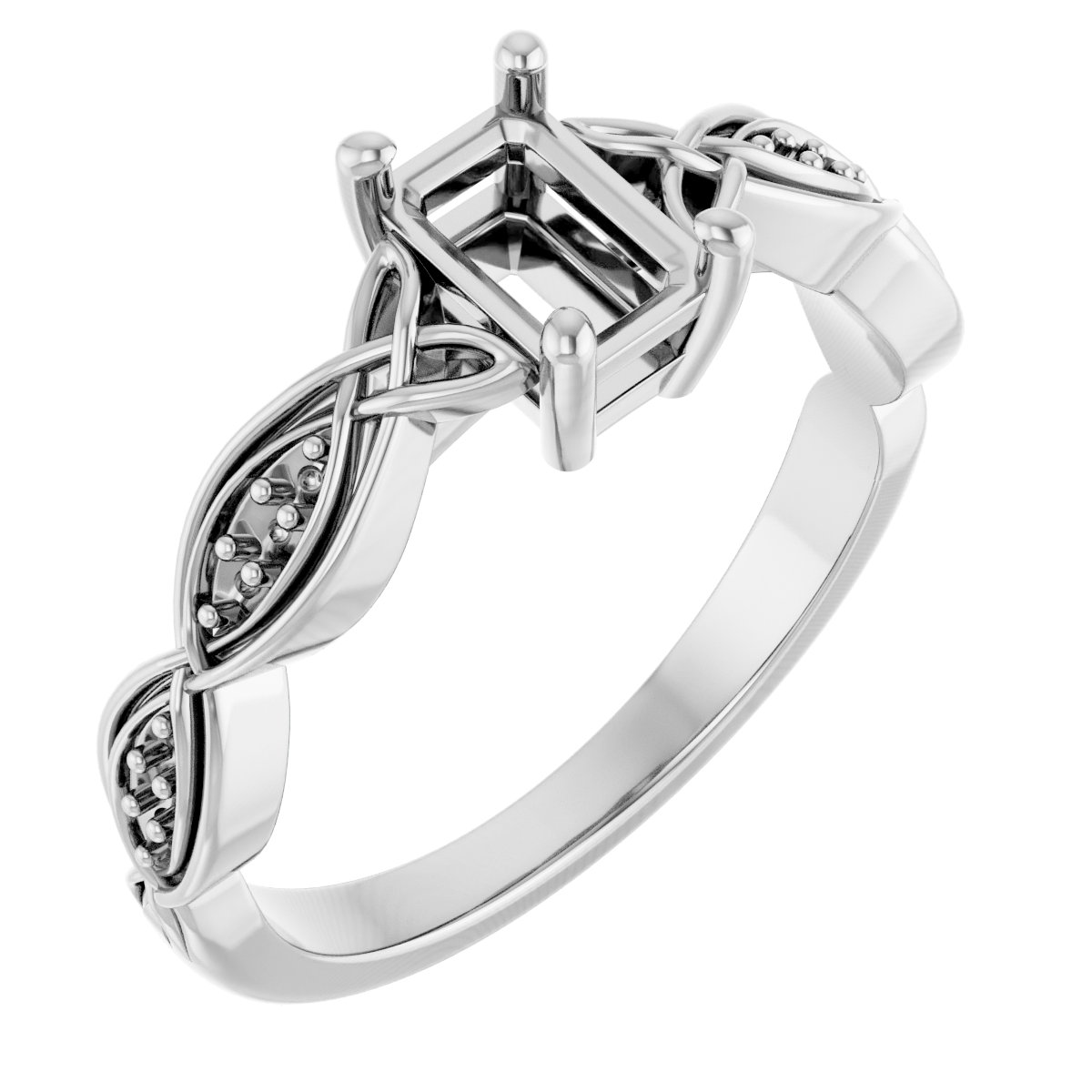 V-End Prong Accented Engagement Ring