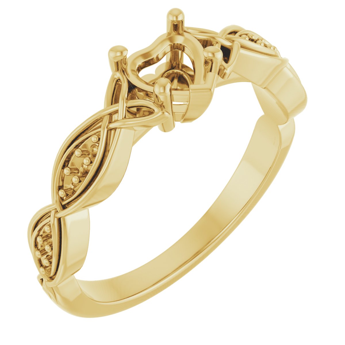V-End Prong Accented Engagement Ring