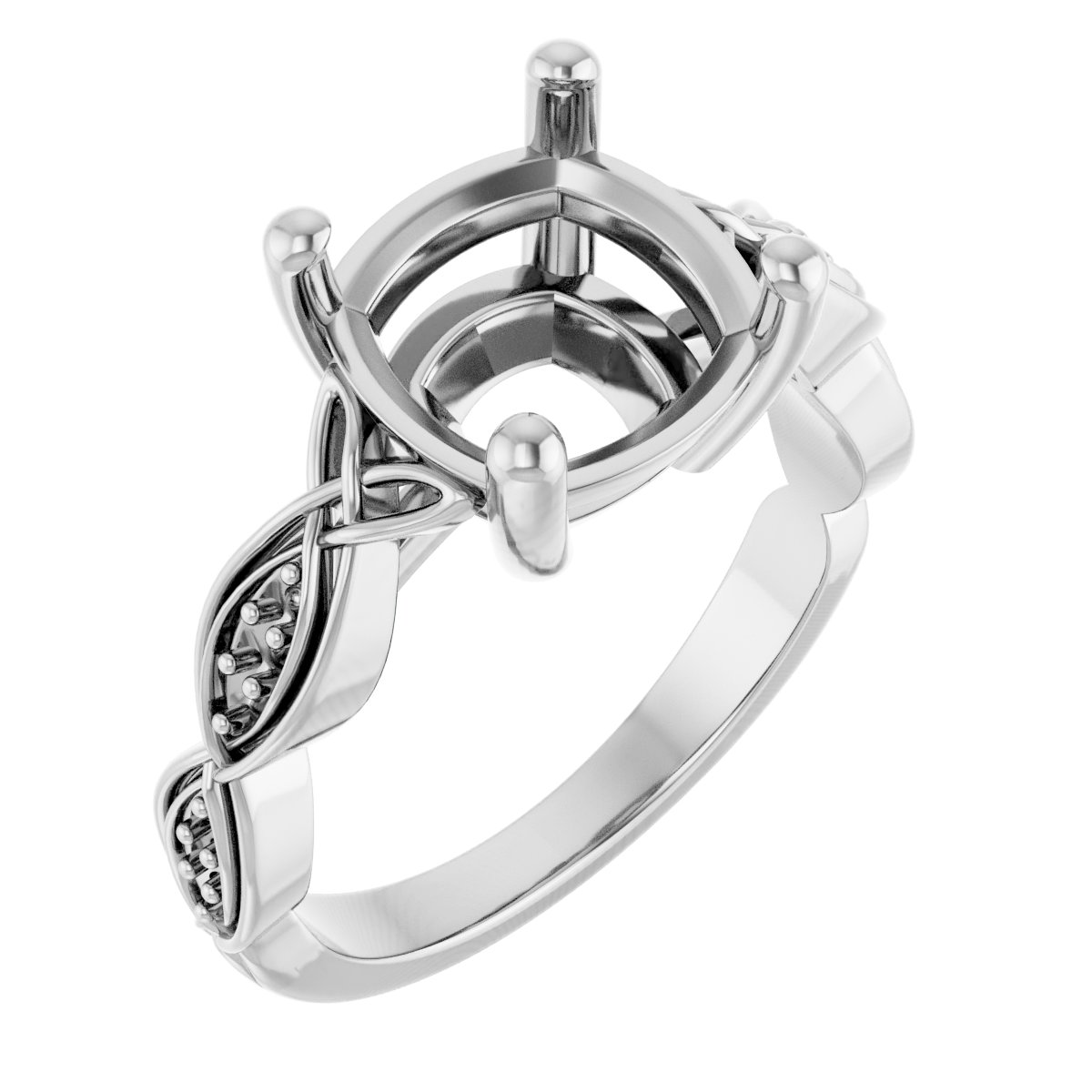 V-End Prong Accented Engagement Ring