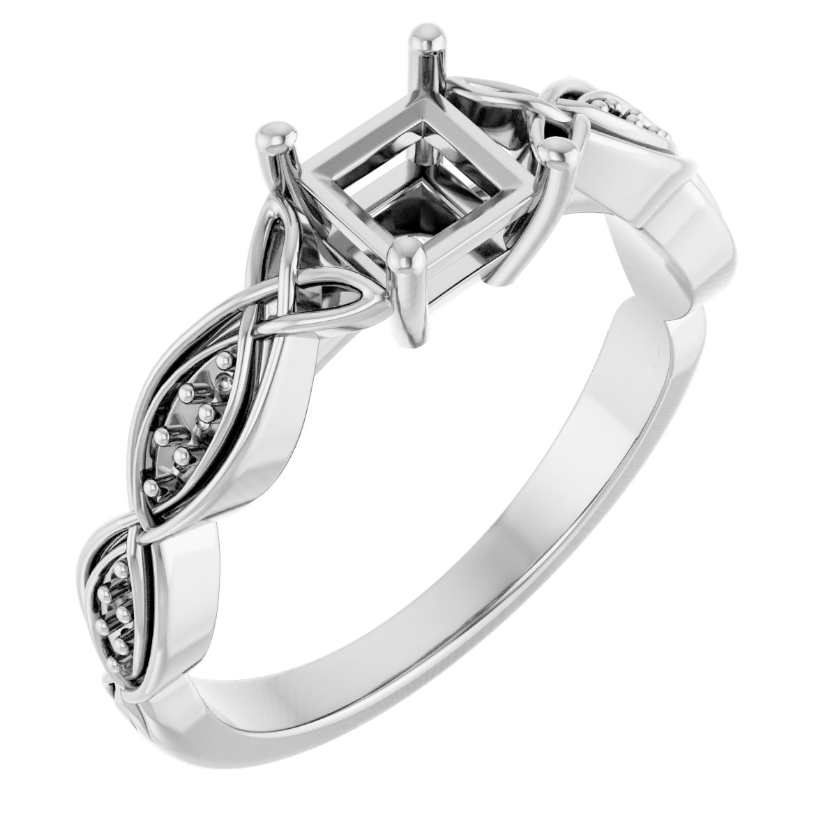 V-End Prong Accented Engagement Ring