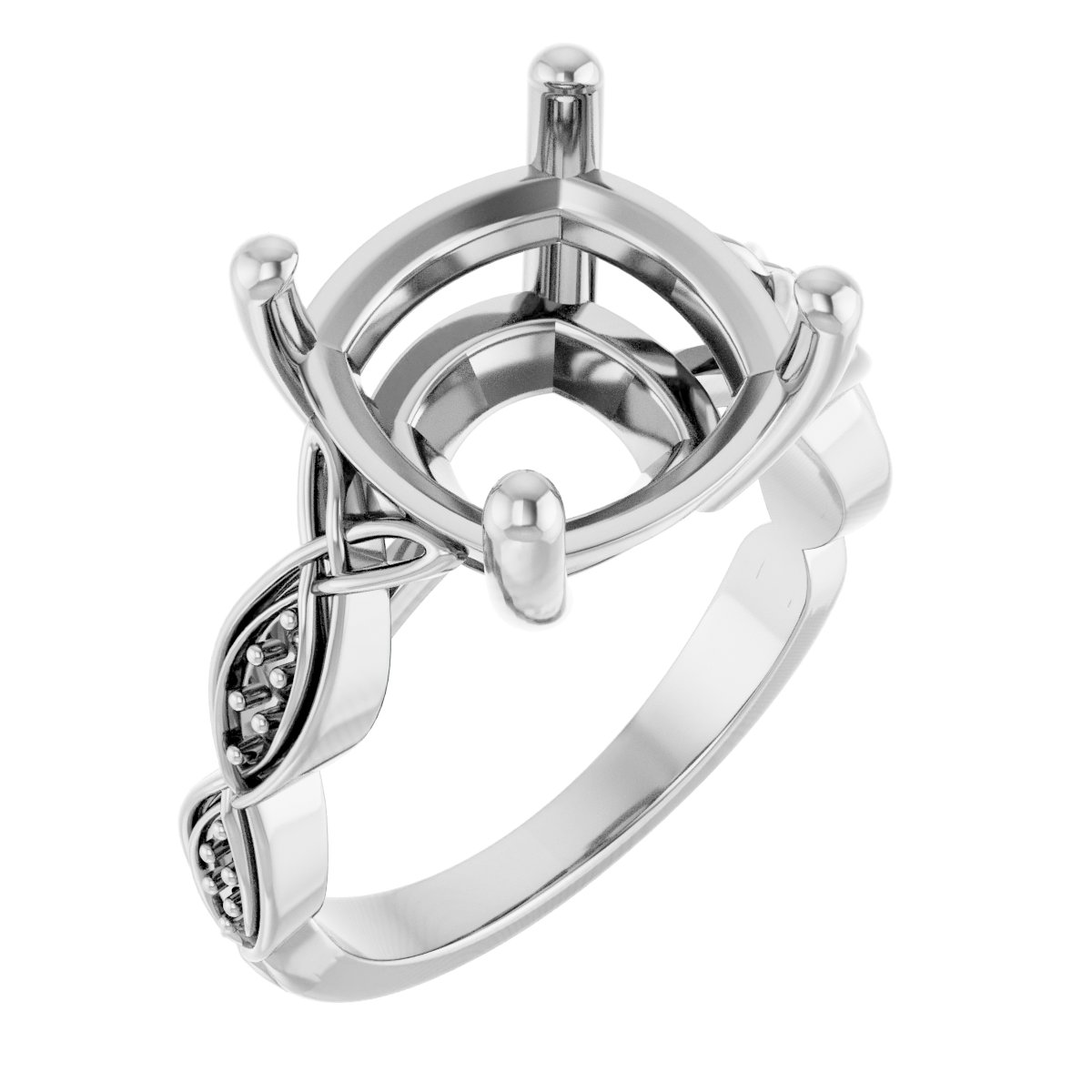 V-End Prong Accented Engagement Ring