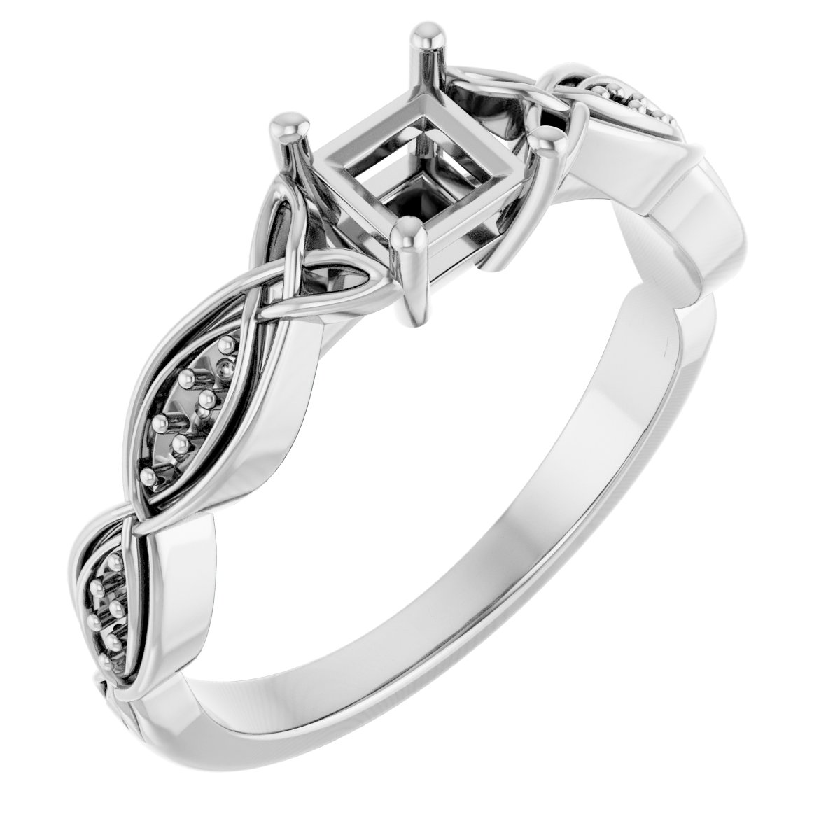 V-End Prong Accented Engagement Ring