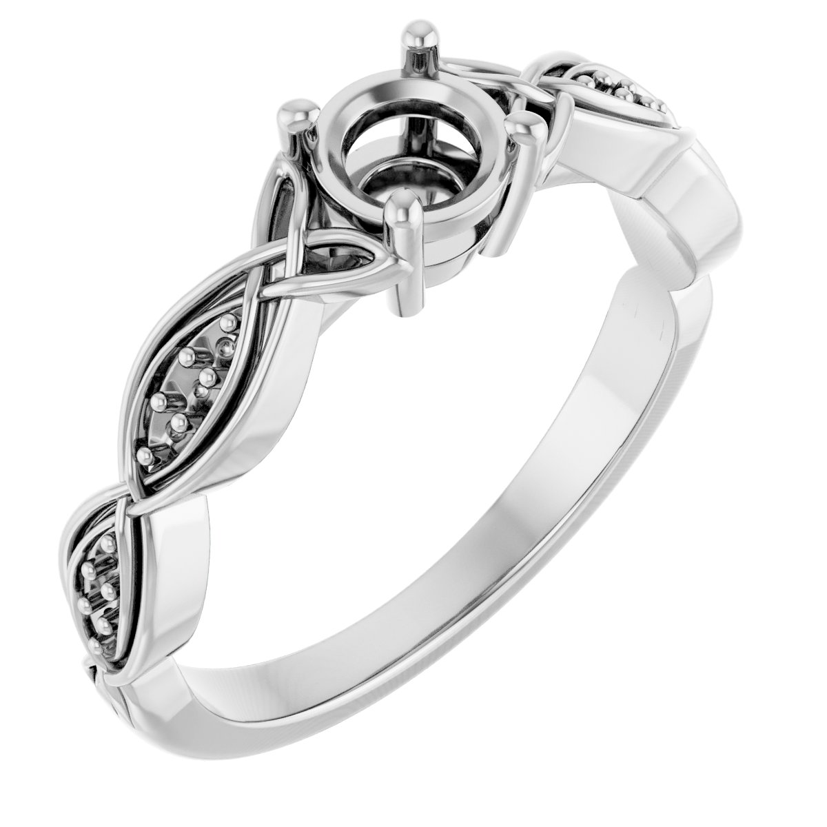 V-End Prong Accented Engagement Ring