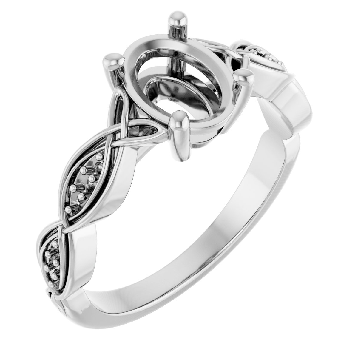 V-End Prong Accented Engagement Ring
