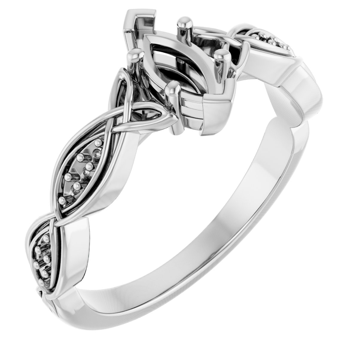 V-End Prong Accented Engagement Ring