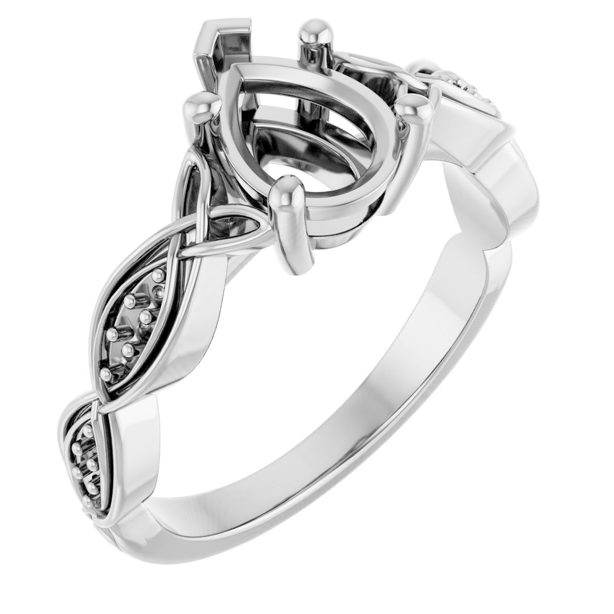 V-End Prong Accented Engagement Ring