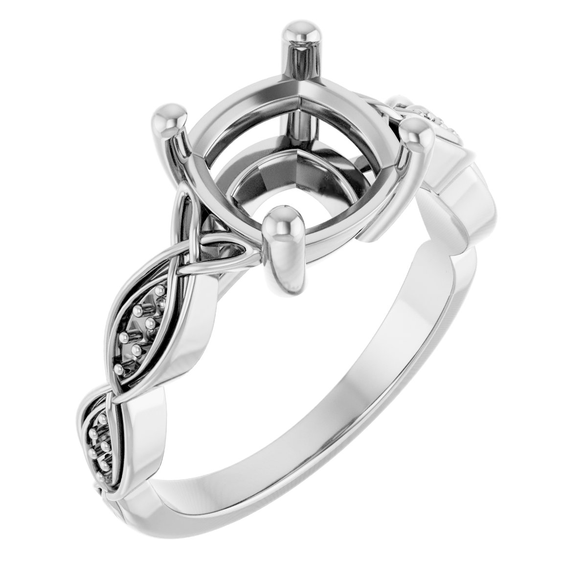 V-End Prong Accented Engagement Ring
