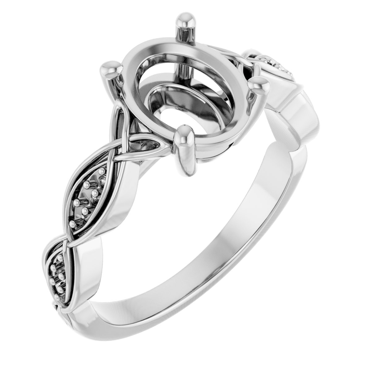 V-End Prong Accented Engagement Ring