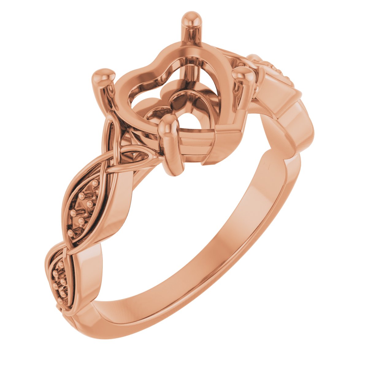 V-End Prong Accented Engagement Ring