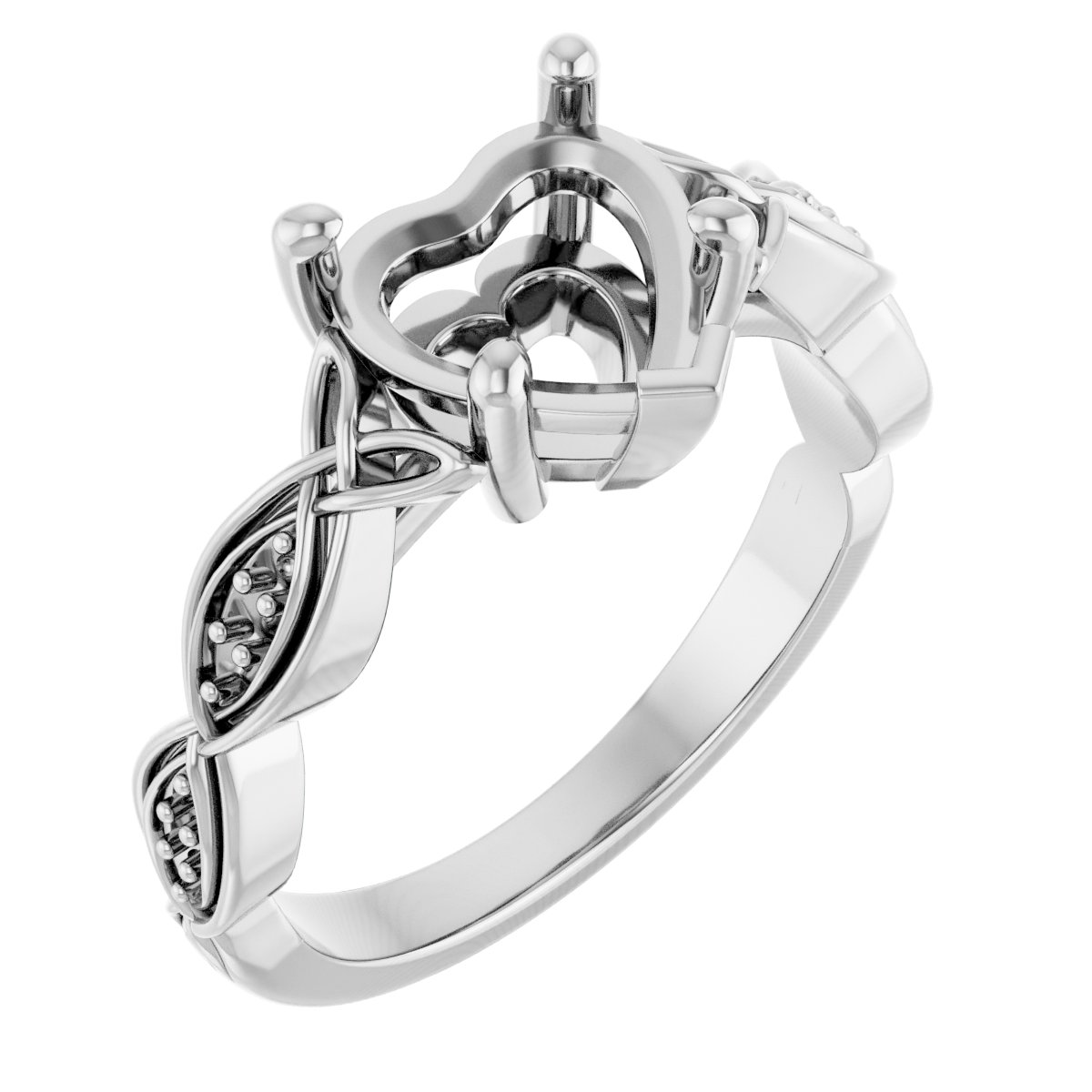 V-End Prong Accented Engagement Ring