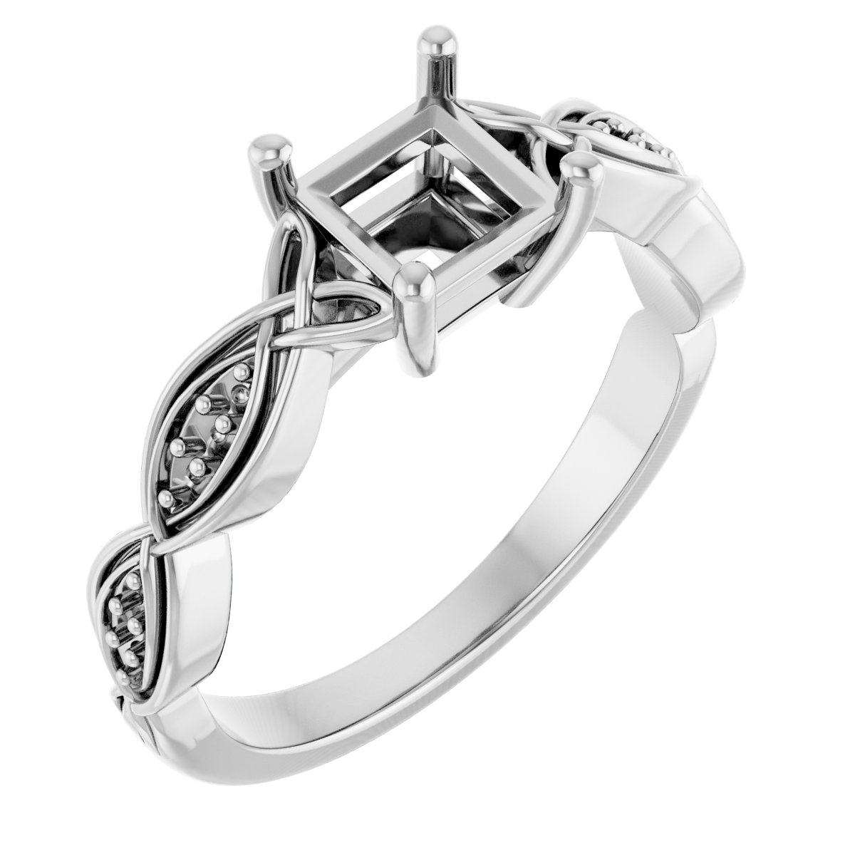 V-End Prong Accented Engagement Ring