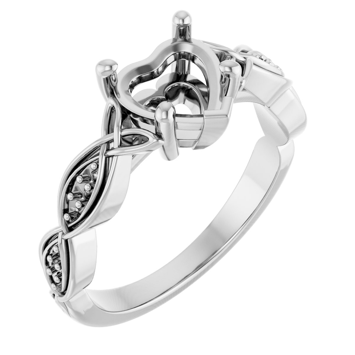 V-End Prong Accented Engagement Ring