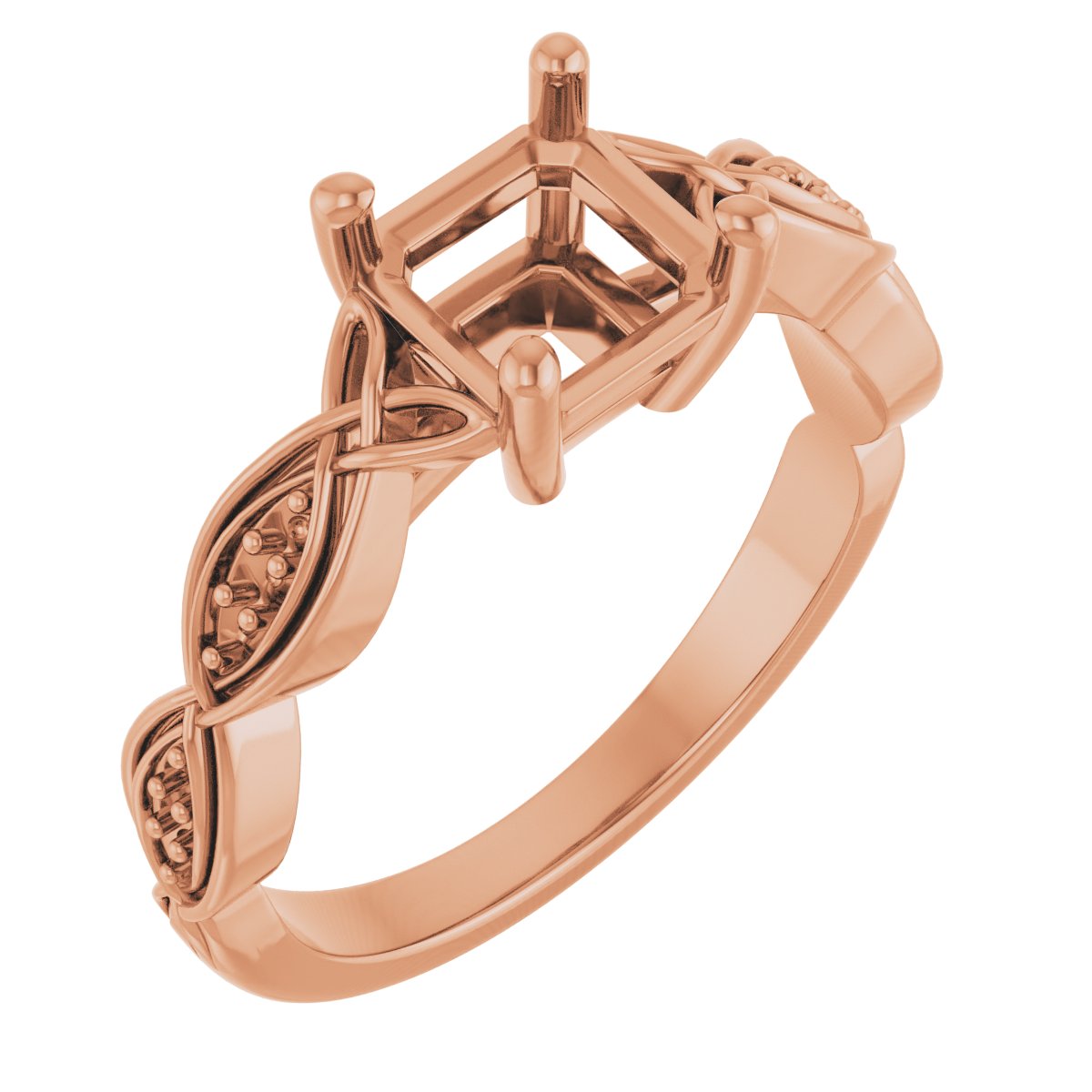 V-End Prong Accented Engagement Ring