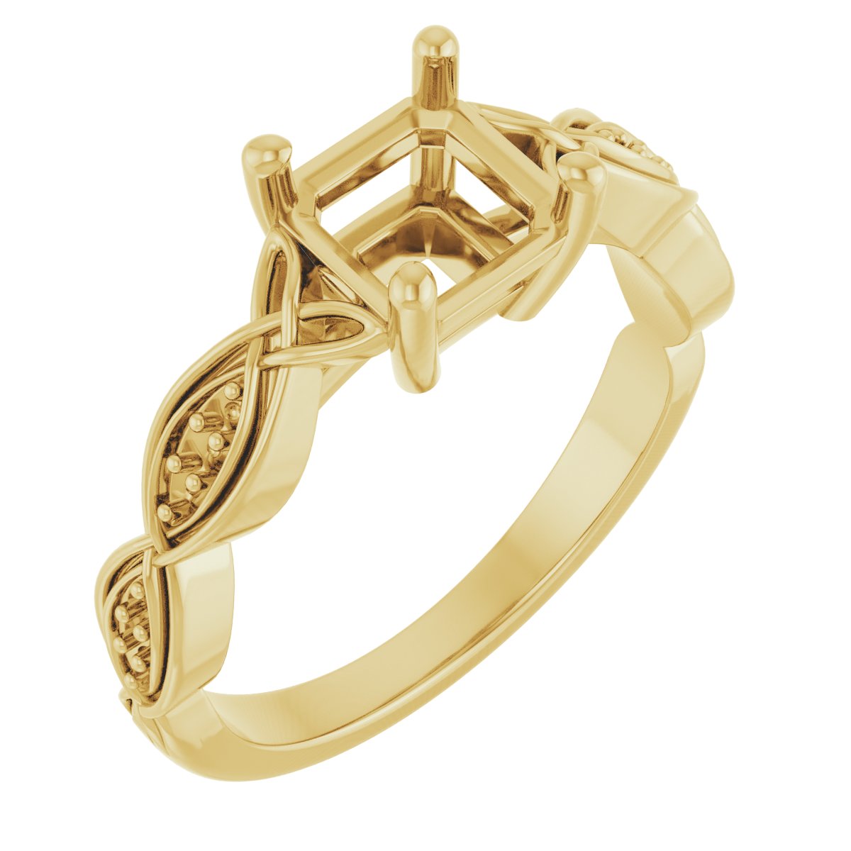 V-End Prong Accented Engagement Ring