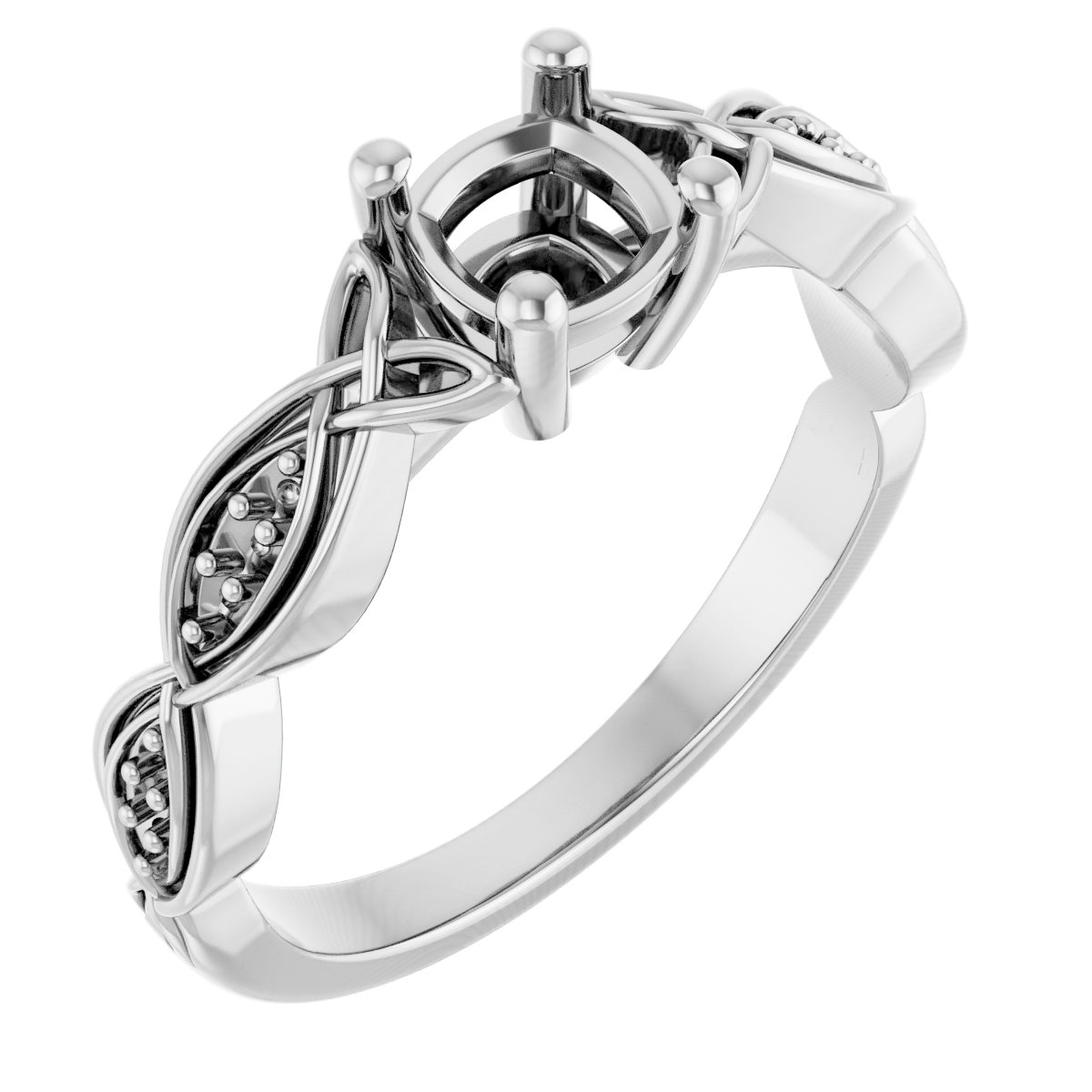 V-End Prong Accented Engagement Ring