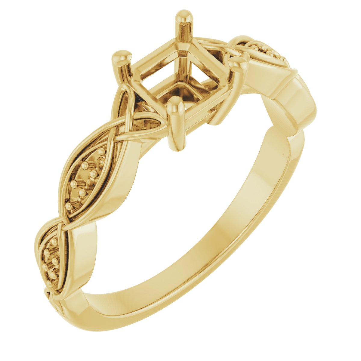 V-End Prong Accented Engagement Ring