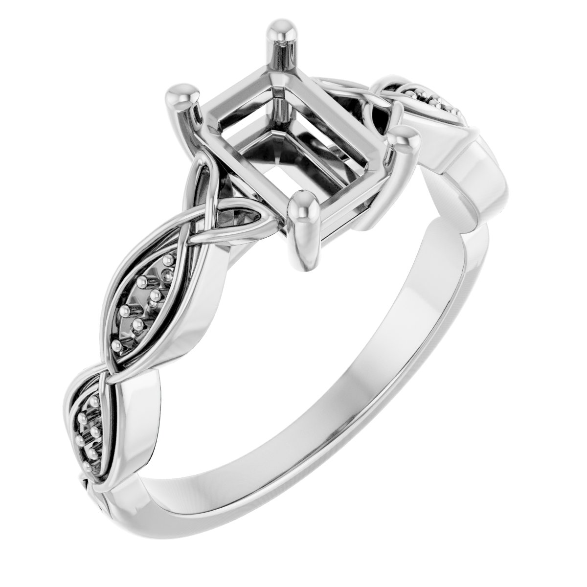 V-End Prong Accented Engagement Ring