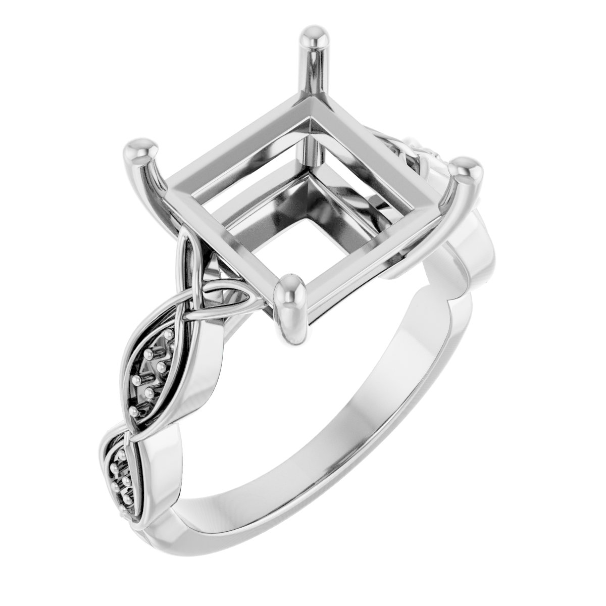 V-End Prong Accented Engagement Ring