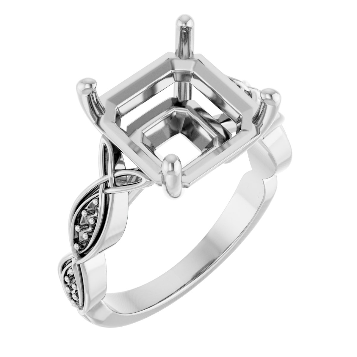 V-End Prong Accented Engagement Ring