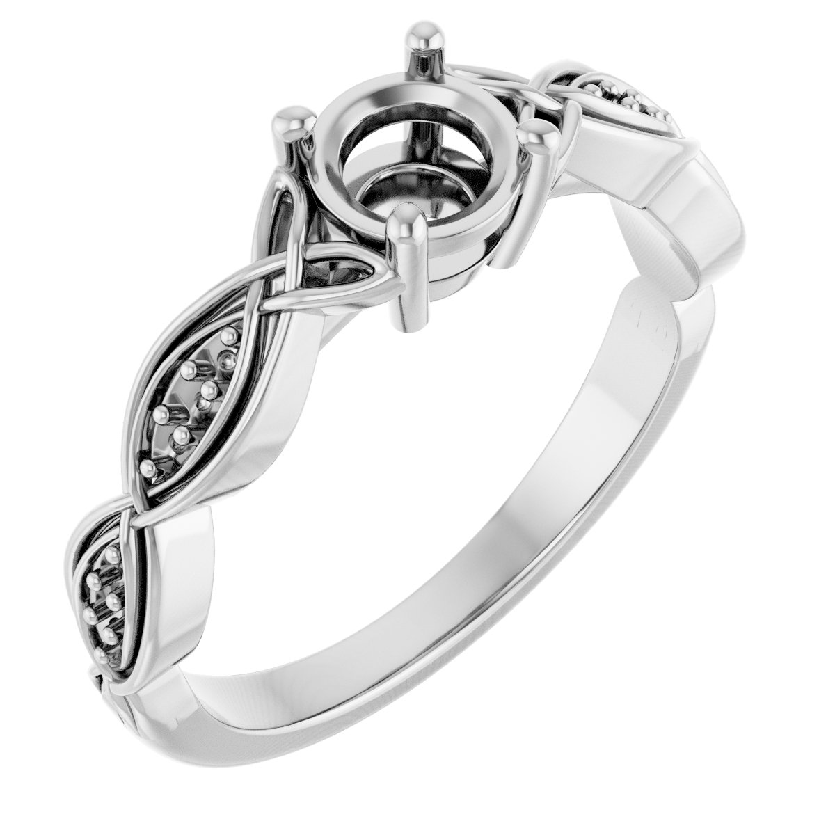 V-End Prong Accented Engagement Ring