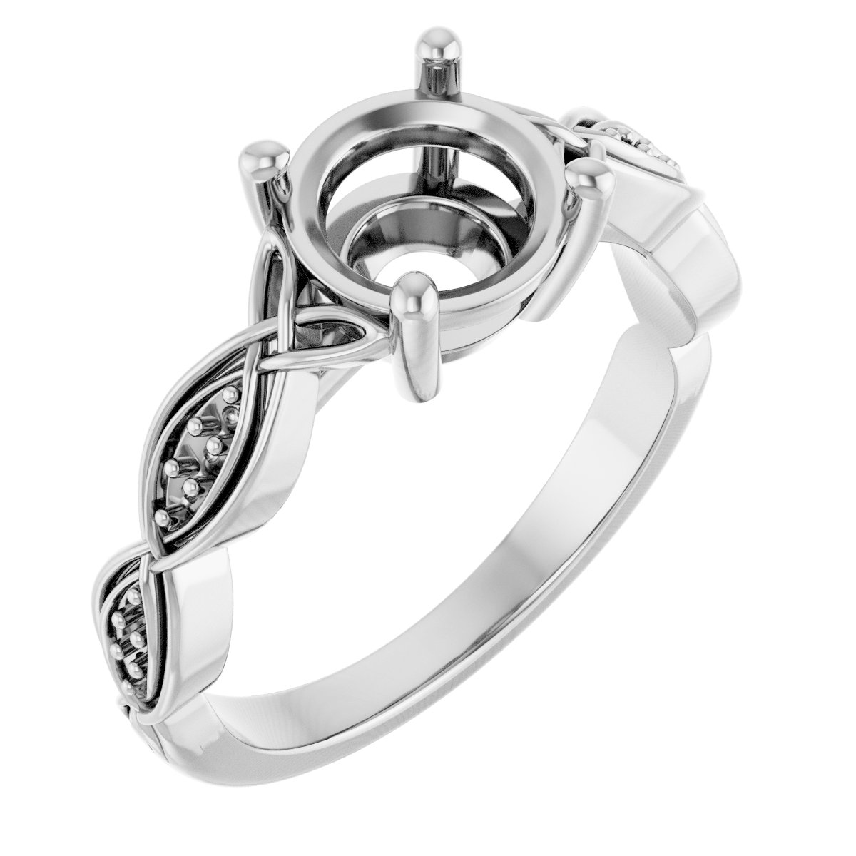V-End Prong Accented Engagement Ring