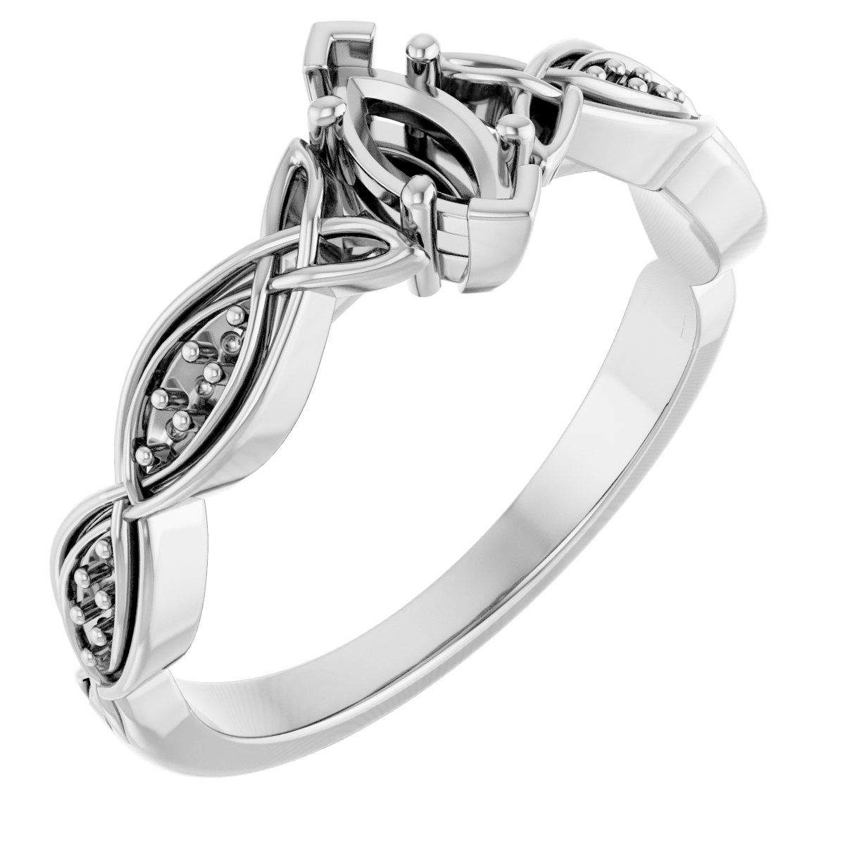 V-End Prong Accented Engagement Ring