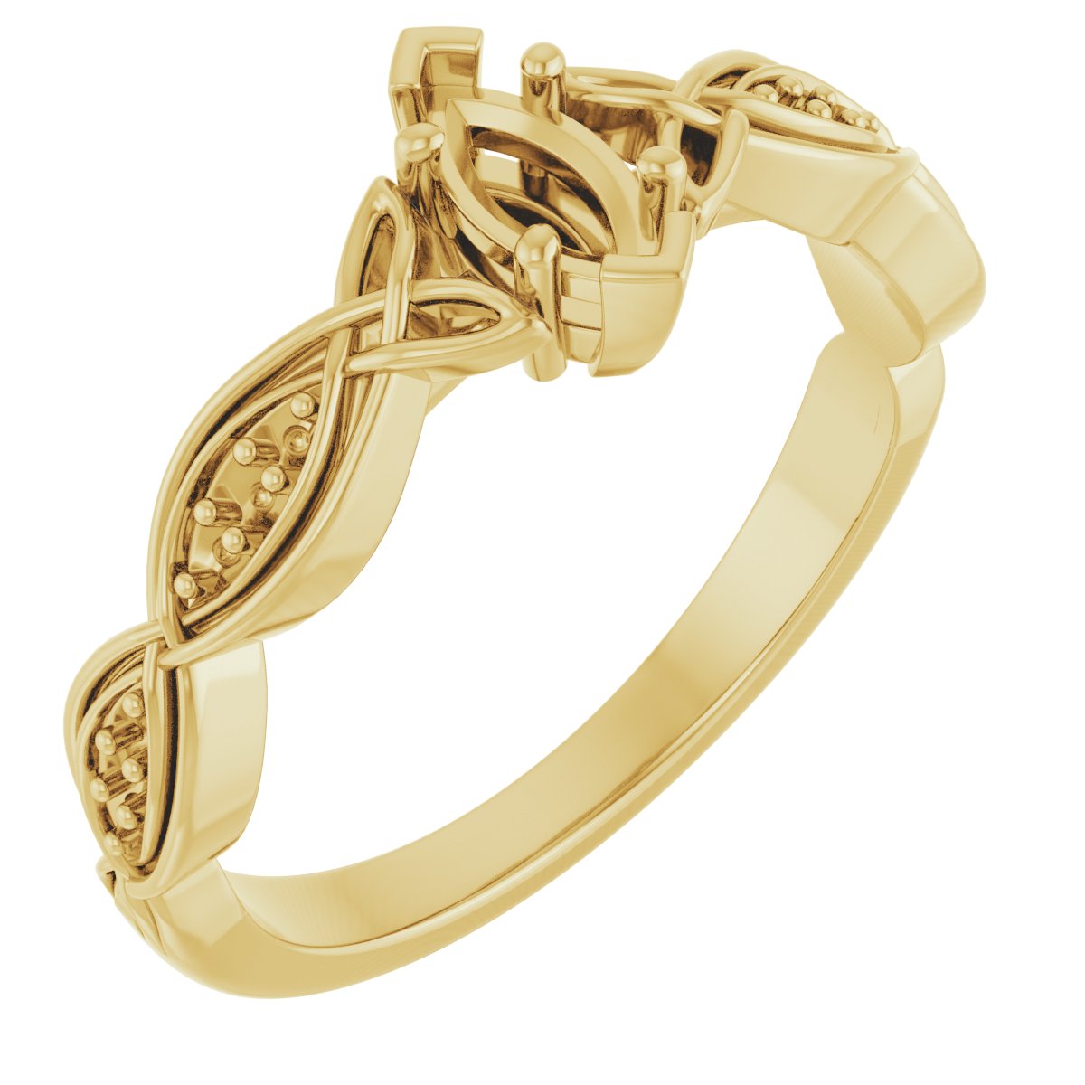 V-End Prong Accented Engagement Ring
