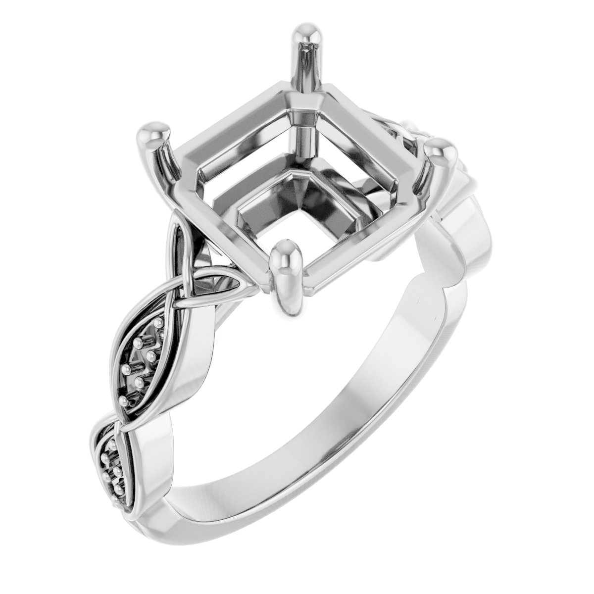 V-End Prong Accented Engagement Ring