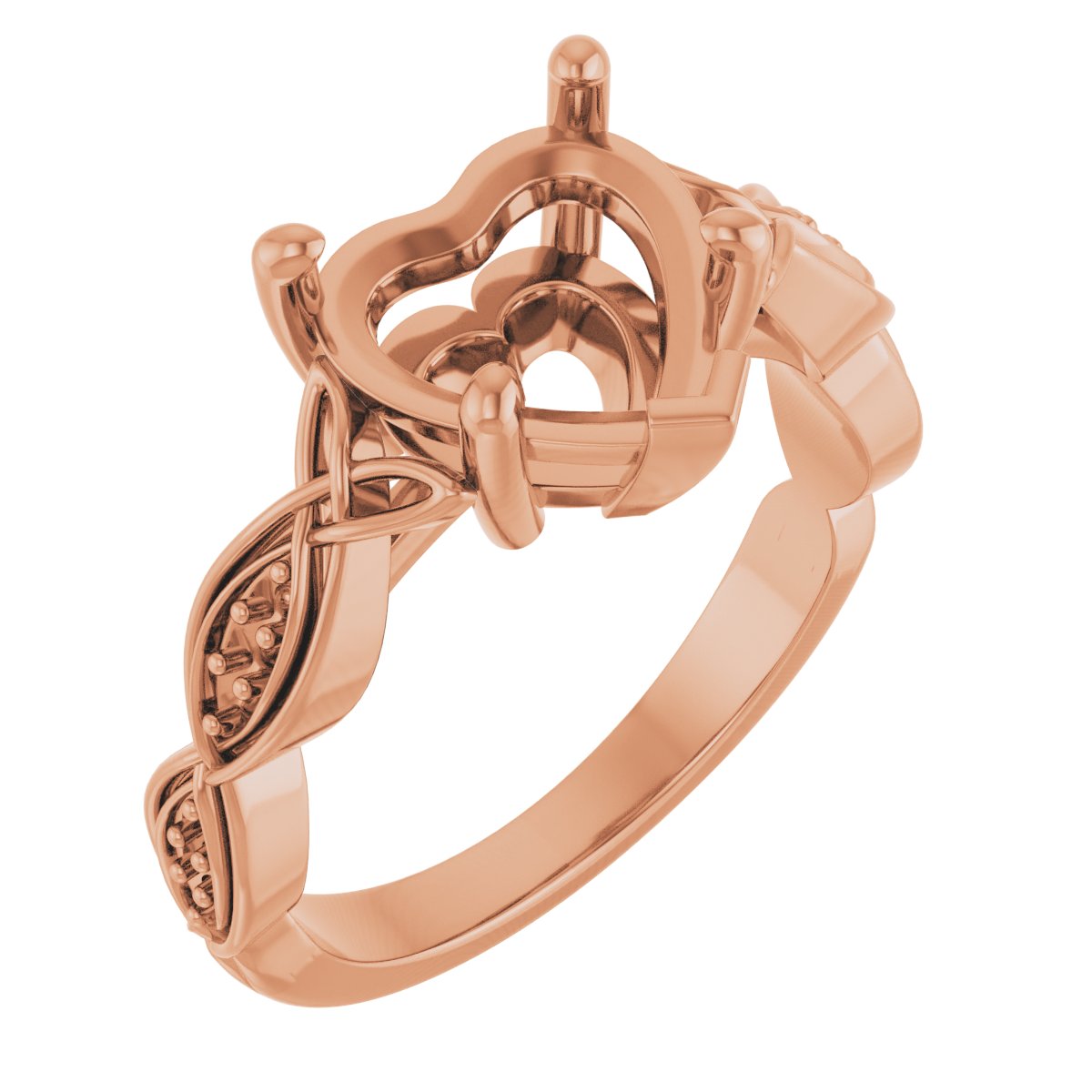 V-End Prong Accented Engagement Ring