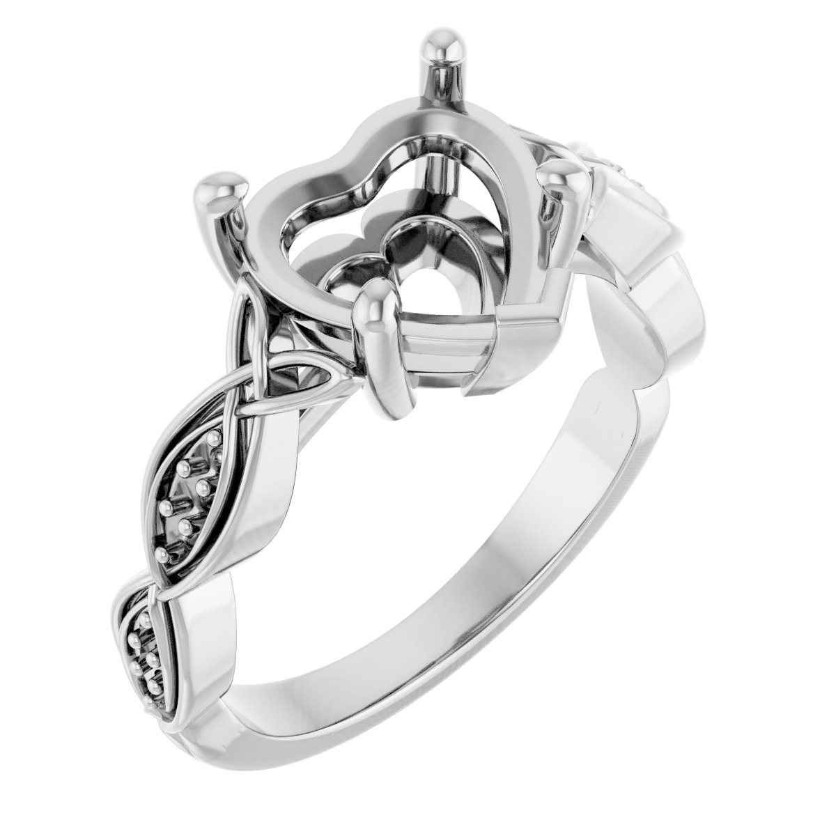 V-End Prong Accented Engagement Ring