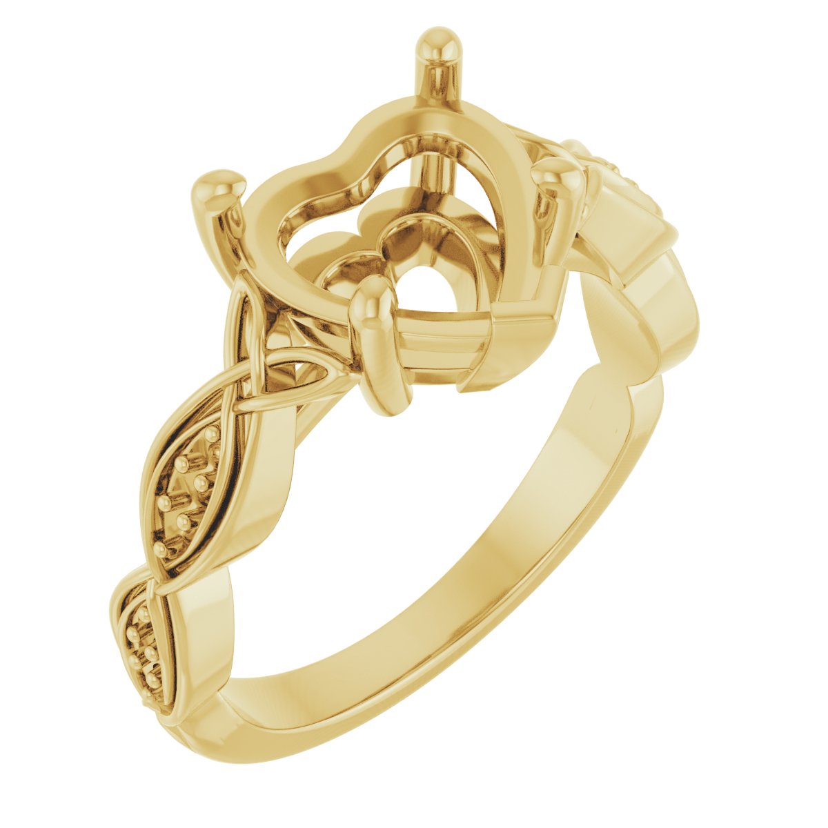 V-End Prong Accented Engagement Ring