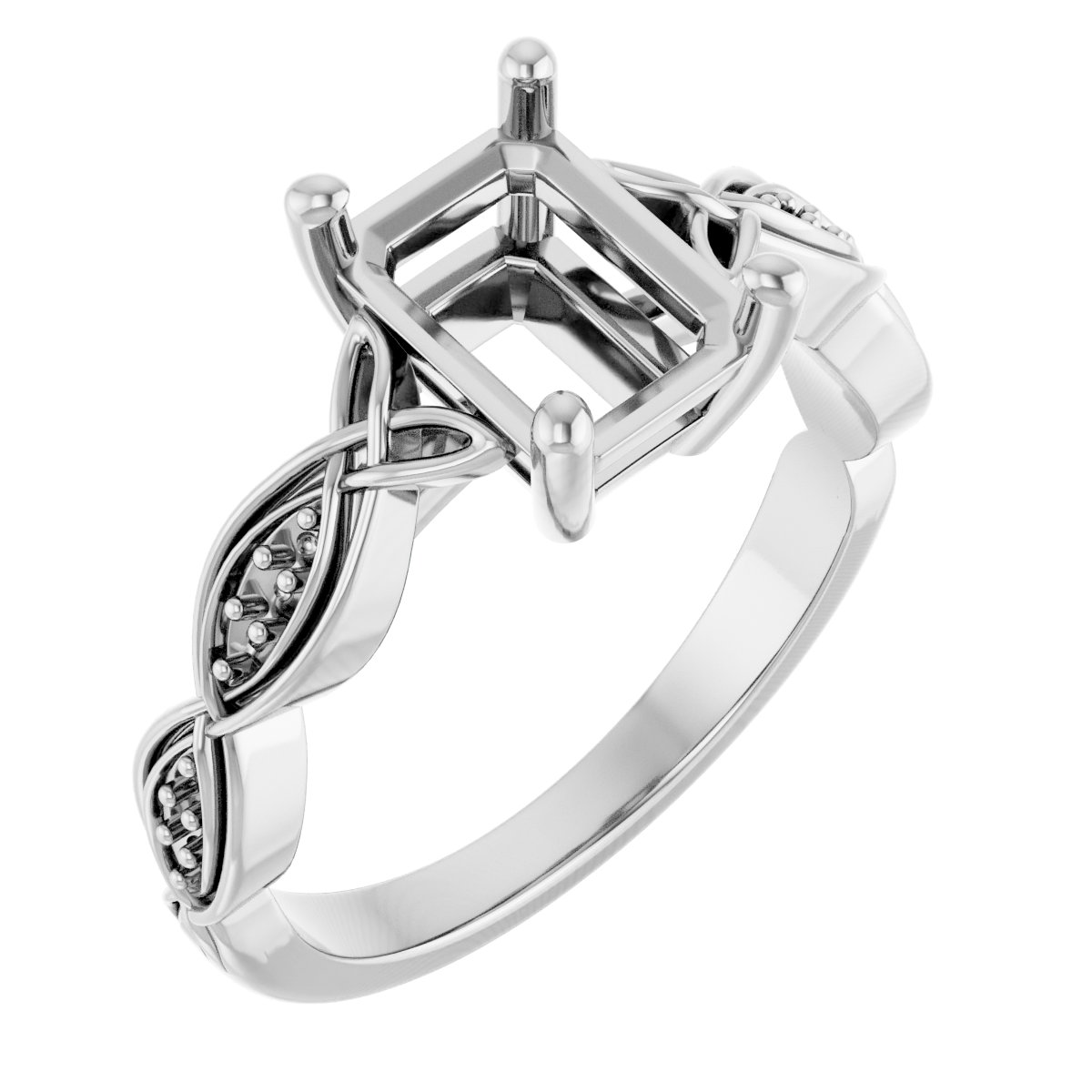 V-End Prong Accented Engagement Ring