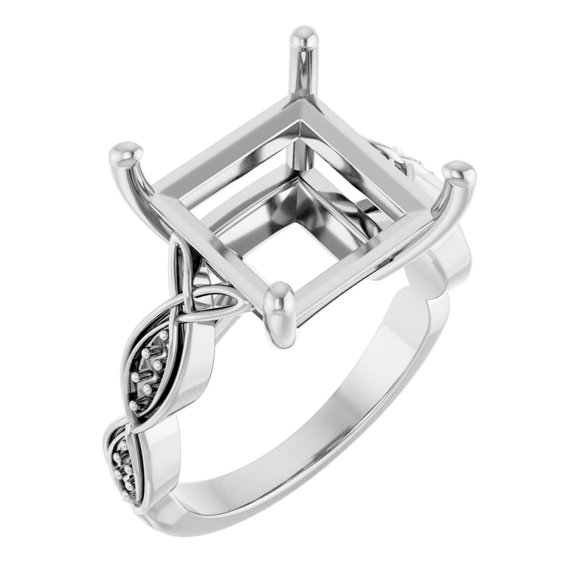 V-End Prong Accented Engagement Ring