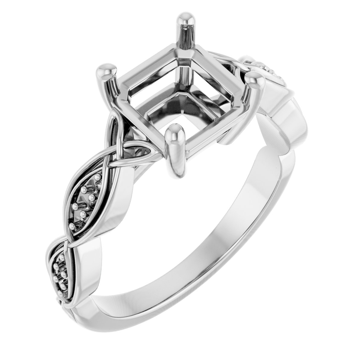V-End Prong Accented Engagement Ring
