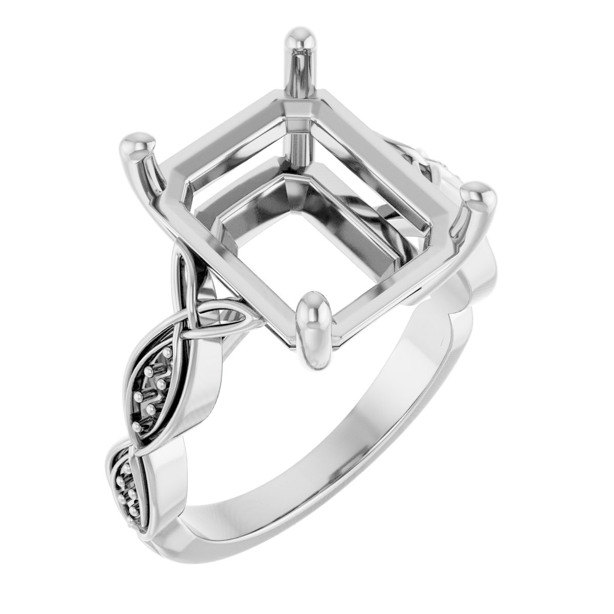 V-End Prong Accented Engagement Ring