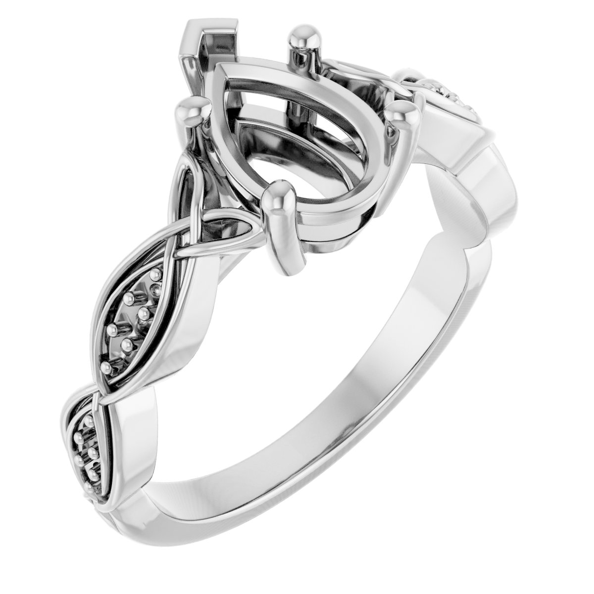 V-End Prong Accented Engagement Ring