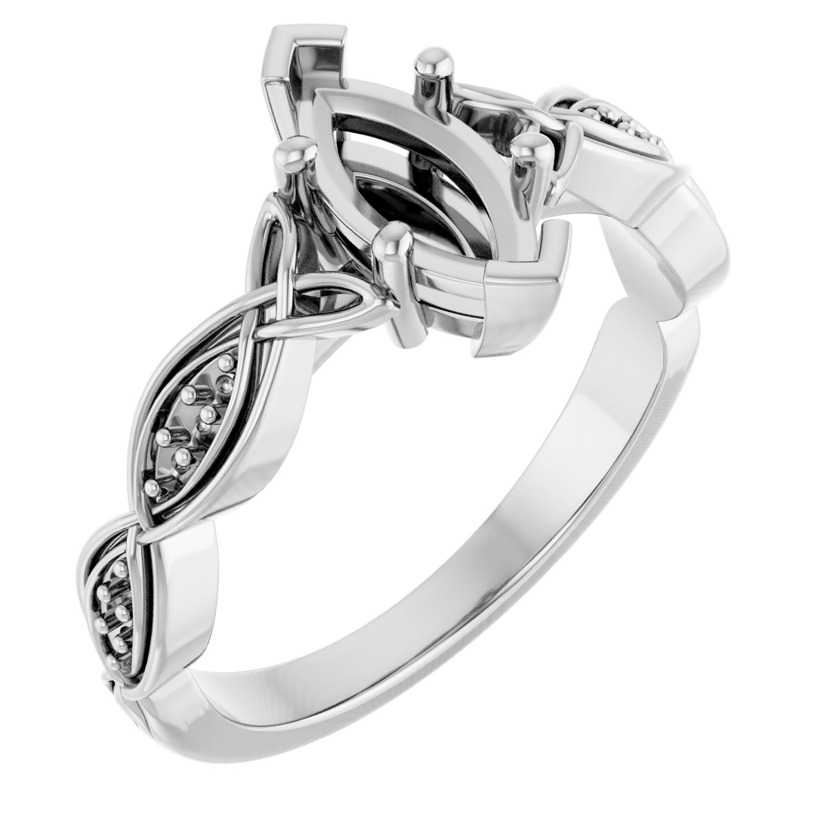 V-End Prong Accented Engagement Ring