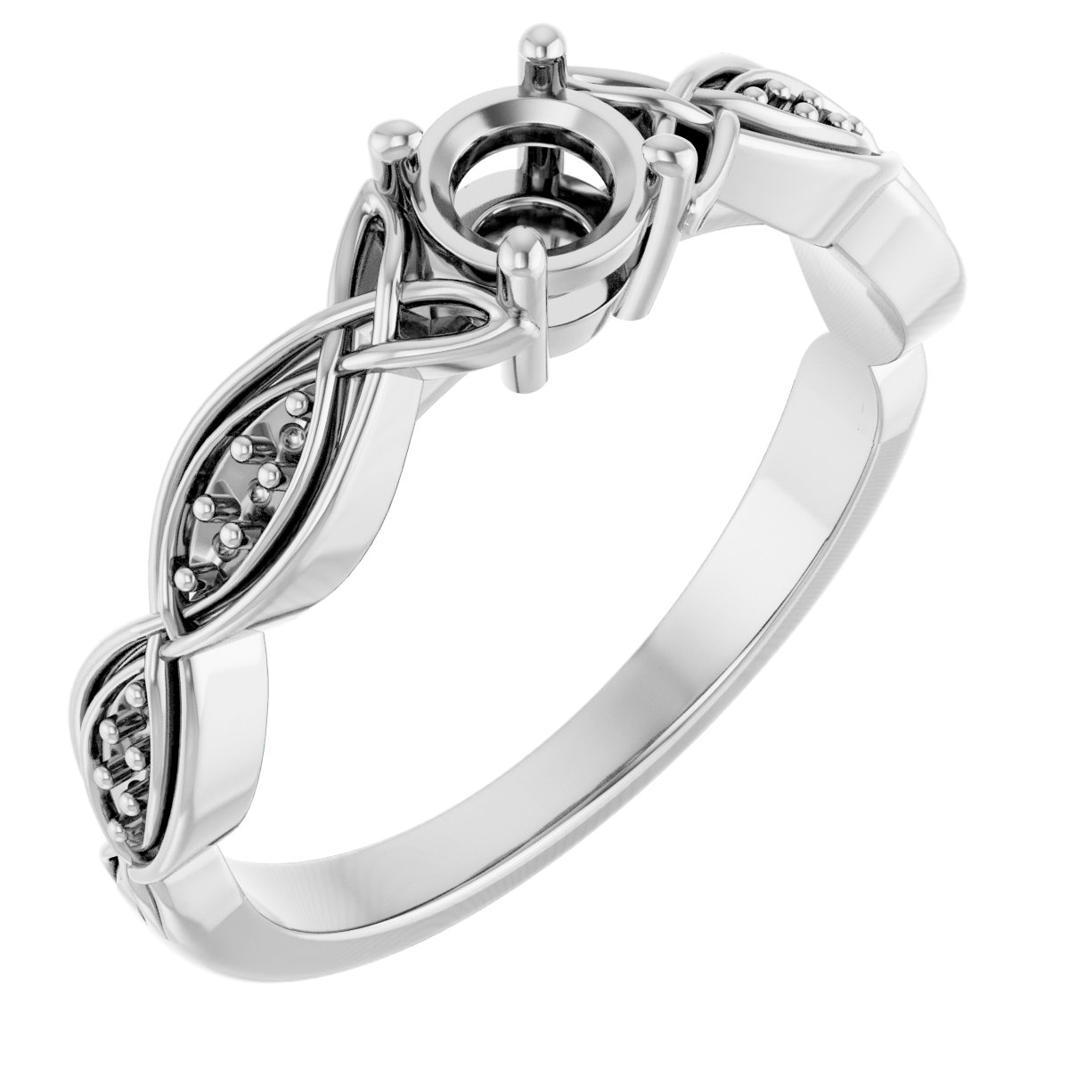 V-End Prong Accented Engagement Ring